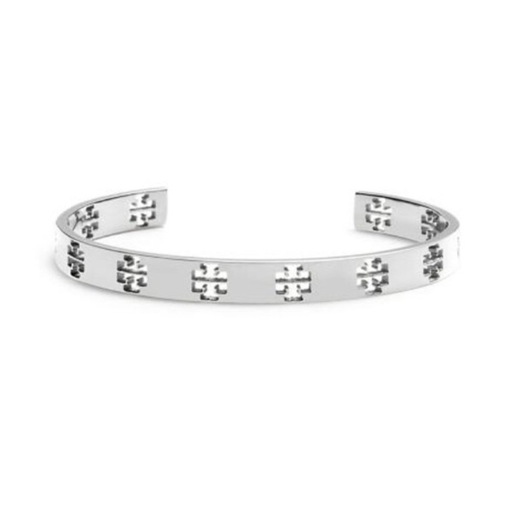 NWT Tory Burch pierced T cuff silver bracelet